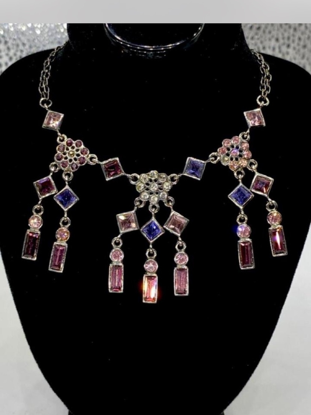 Ladies *** Delicate ***  Iced * Lilac and Amethyst  Statement Necklace  *^*